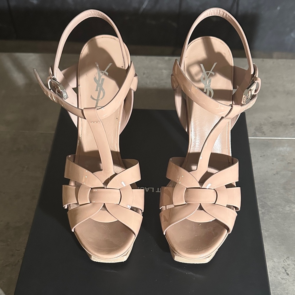 Yves Saint Laurent Nude Strappy Heels